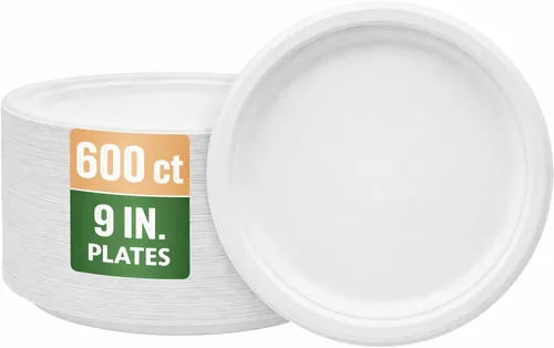 Miniatura 12 de Nicole Home Collection Platos de papel desechables compostables de 10 pulgadas, 100 % bagazo, biodegradables, ecológicos, caña de azúcar natural