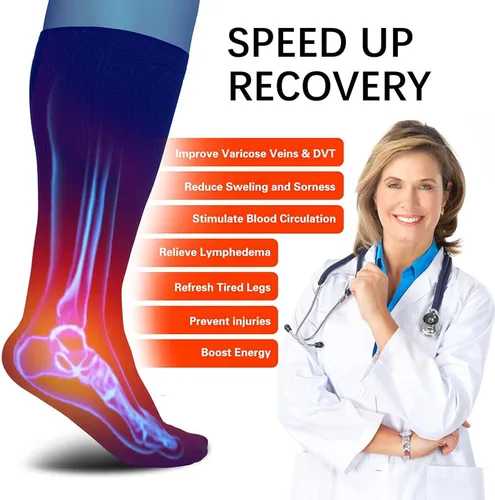 Miniatura 6 de Unnclou 3 pares de calcetines de compresión de talla grande para mujeres y hombres, 15-20 mmHg, extra grandes hasta la rodilla, medias de soporte