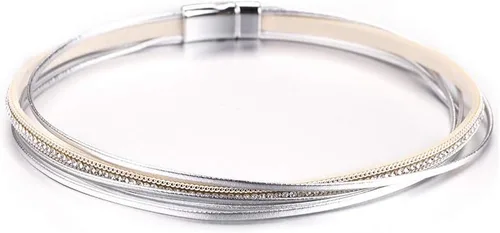 Miniatura 4 de Fesciory - Pulseras envolventes de cuero para mujer, brazalete con cuentas de cristal de leopardo, bohemia y multicapa