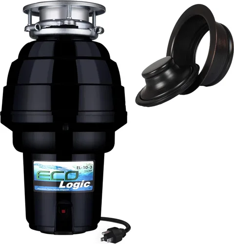 Miniatura 11 de Eco Logic EL-9-DS-BN 9 Deluxe Designer Series - Eliminador de residuos de alimentos con brida de fregadero de níquel cepillado, 3/4 HP Brida