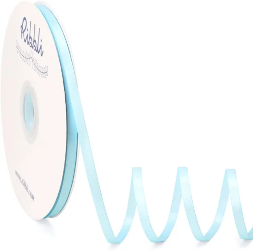 Miniatura 84 de Ribbli - Cinta de satén azul polvoriento de doble cara, 1 pulgada x 50 yardas continuas - Cinta de satén azul polvoriento para envoltura de regalos