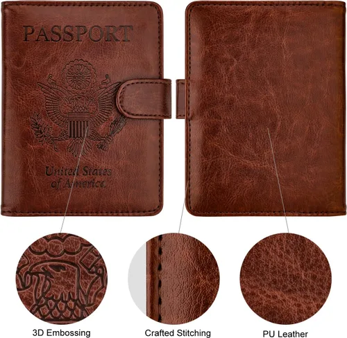 Miniatura 2 de WALNEW Funda para pasaporte, tarjetero para pasaporte de viaje, funda tipo cartera, E-Café, E