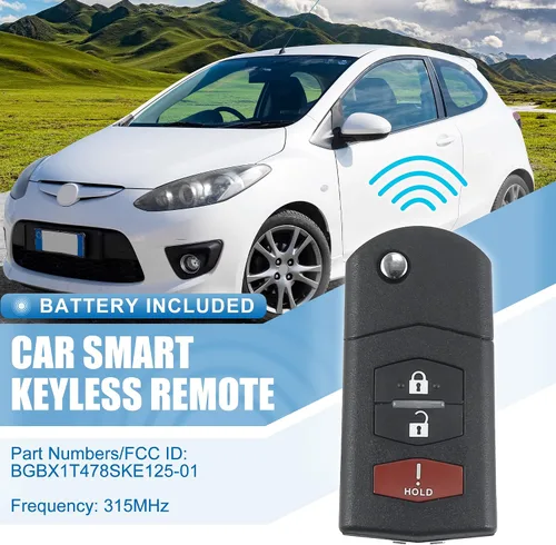 Miniatura 2 de X AUTOHAUX 3 botones Flip coche entrada sin llave control remoto reemplazo llavero proximidad Smart Fob BGBX1T478SKE125-01 para Mazda 5 2 CX-7 CX-9