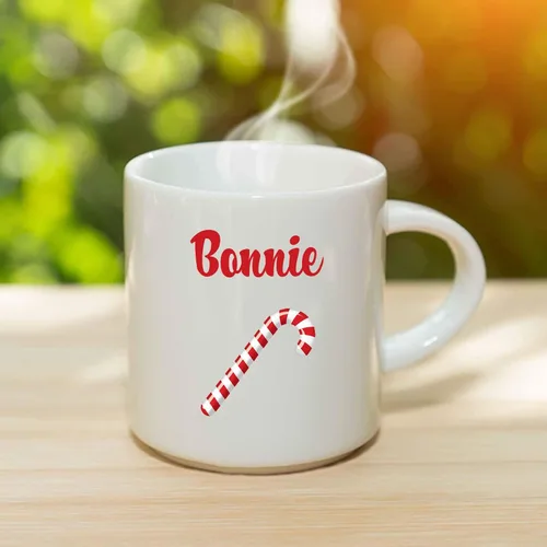 Miniatura 3 de Bonnie Taza de café – Taza de cerámica personalizada de bastón de caramelo con nombre, taza personalizada, regalo personalizado