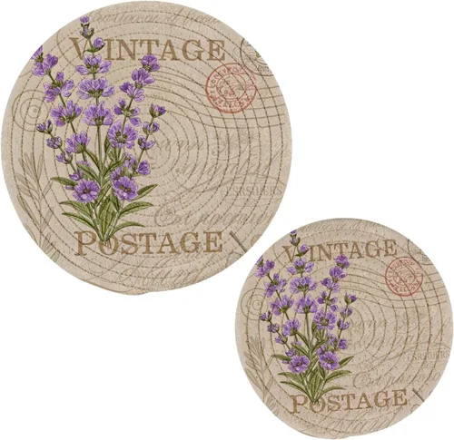 Miniatura 8 de Blueangle Juego de 2 agarraderas redondas tejidas de algodón trenzado de girasoles y girasoles amarillos, manteles de mesa para cocinar y hornear