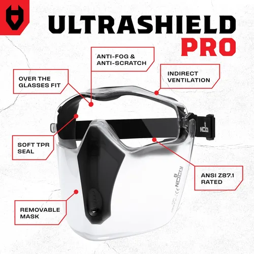 Miniatura 2 de NoCry Máscara de protección facial de seguridad para el trabajo con tecnología antivaho y antiarañazos de alta calidad, resistente certificado ANSI