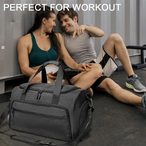 Miniatura 7 de Bolsa de gimnasio para hombres y mujeres, pequeña bolsa deportiva con bolsillo húmedo y compartimento para zapatos, bolsa de lona resistente al agua