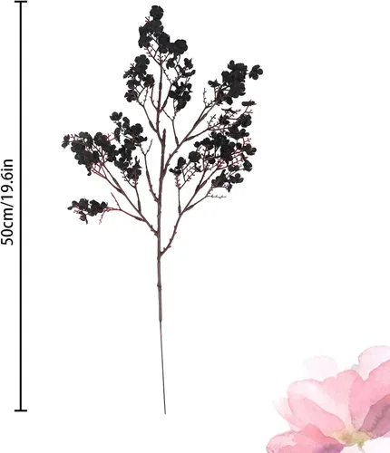 Miniatura 3 de Uieke 6 paquetes de flores artificiales de aliento de bebé en tela, flores de seda falsas europeas, toque real, gypsophila artificial, ramo de Negro