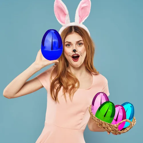 Miniatura 2 de Chochkees Huevos de Pascua rellenables (paquete de 12) huevos de Pascua gigantes de plástico metálicos coloridos de 6 pulgadas, se mantienen
