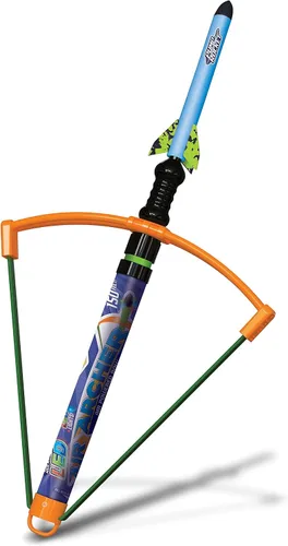 Miniatura 2 de Geospace Pump Rocket Air Archer - Juego de arco y cohete con potencia elástica EZ-Pull (1 lanzador, 3 cohetes y 4 dardos)