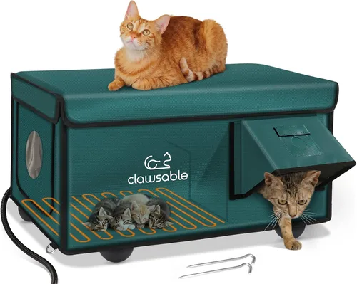 Miniatura 7 de Casa térmica para gatos, indestructible, 100% resistente a la intemperie, puerta segura contra escape, refugio aislado para gatos al aire libre