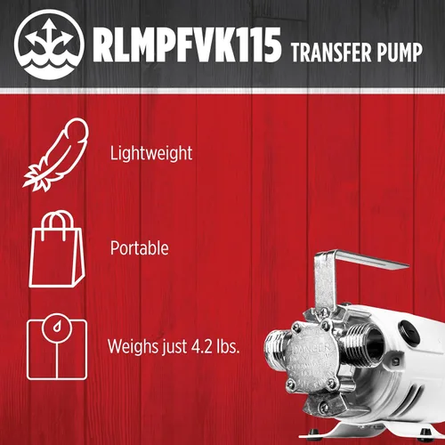 Miniatura 7 de Red Lion RLMPFVK115 14942025 Bomba de transferencia multiusos no sumergible de 115 voltios 350 GPH con kit de accesorios, color blanco