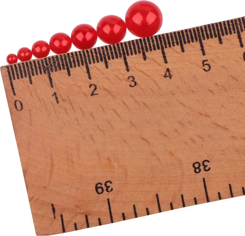 Miniatura 2 de YAKA 3000 unidades, 1 caja de 7 tamaños de 2.5/3/4/5/6/8/0.394 in, parte trasera plana, cuentas de cabujón de perlas sueltas para manualidades, Rojo