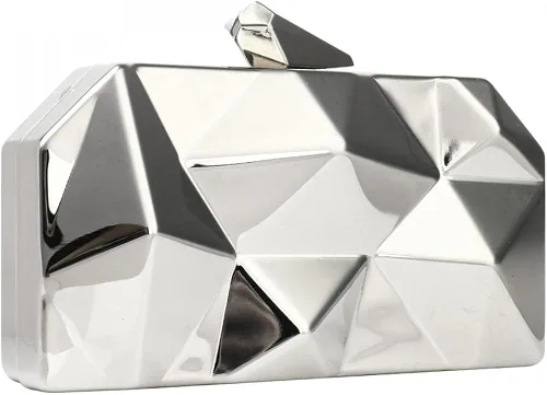 Bolso de noche de metal con patrón geométrico de celosía para mujer, para boda, novia, graduación, bolso cruzado con cadena