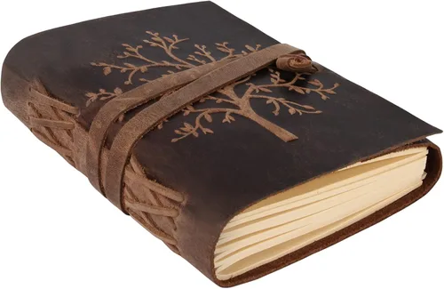 Miniatura 10 de Cuaderno de escritura de cuero, cuaderno encuadernado vintage hecho a mano para hombres y mujeres, escribe en papel grueso liso, páginas pequeñas