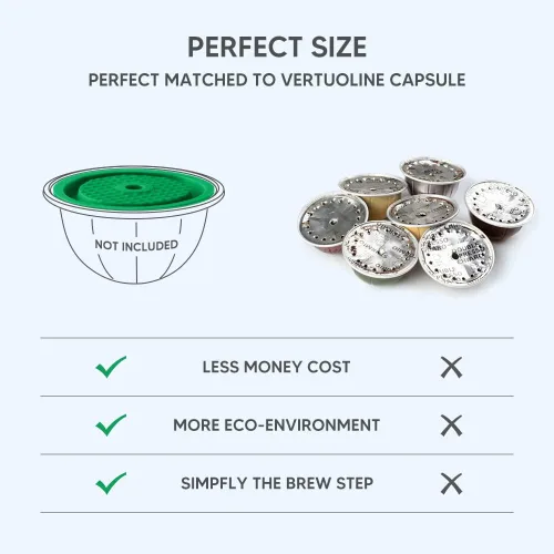 Miniatura 2 de Paquete de 2 tapas reutilizables para cápsulas de café con 6 cápsulas, 80/150/7.8 fl oz, cápsulas de café recargables de silicona de grado