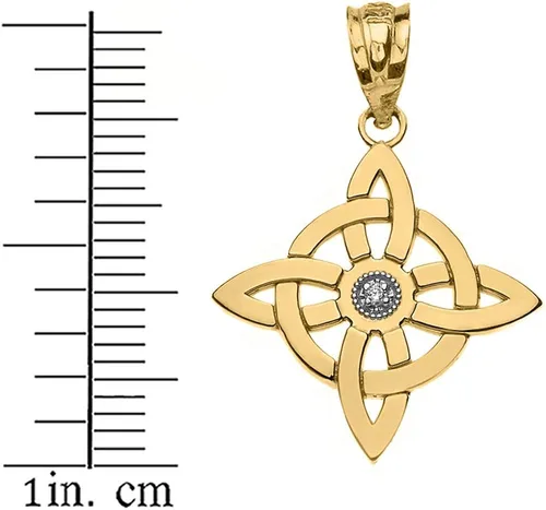 Miniatura 2 de Colgante de oro de 14 quilates con símbolo de la bruja Wiccan con diamante solitario