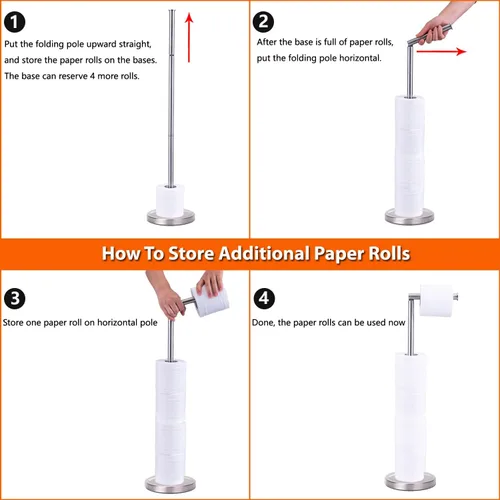 Miniatura 5 de Soporte de papel higiénico para baño Soporte de almacenamiento de papel higiénico para 4 rollos con base pesada, soporte de rollo de papel higiénico