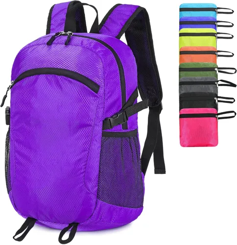 Miniatura 13 de Mochila de senderismo pequeña de 35 litros de largo, ligera, plegable, resistente al agua, para mujeres y hombres, campamento (gris)