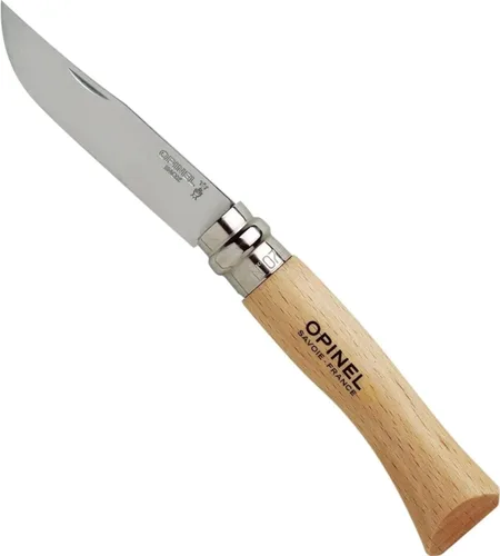 Miniatura 16 de OPINEL Nº 06 INOX - Cuchillo de bolsillo plegable de acero inoxidable Sandvik, mango de madera de haya, hoja de 2.87 pulgadas, collar de bloqueo