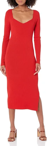The Drop Cameron - Vestido tipo suéter acanalado con escote corazón para mujer