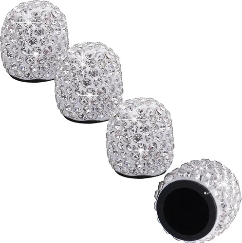 Miniatura 11 de Tapas de vástago de válvula de neumático Bling para automóvil, 4 piezas universales brillantes para válvulas de aire de neumáticos, tapas de Con