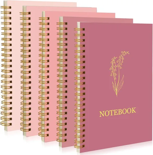 Miniatura 9 de Gueevin Paquete de 5 Cuadernos en Espiral Estéticos Suministros Escolares A5 Rayado Ancho 160 Páginas/80 Hojas Cuaderno Lindo para Trabajo