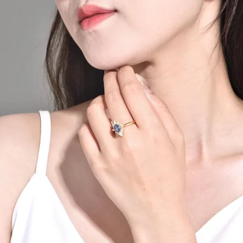 Miniatura 6 de Sapphire Rings for Women Noble 925 Sterling Silver Plated Gold Rings for Women Birthday Valentine Gifts