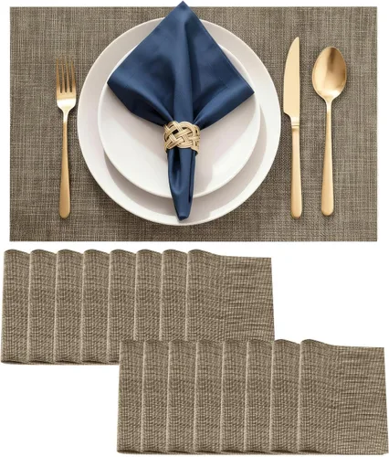 Miniatura 25 de Juego de 4 manteles individuales de vinilo duraderos, antideslizantes para mesa de comedor, resistentes al calor, lavables, de PVC, fáciles