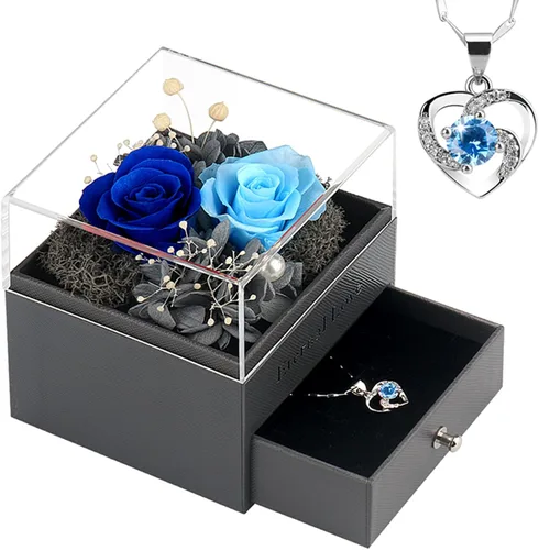 Rosa preservada, regalos de cumpleaños para mujeres, mamá, novia, regalos para mamá, abuela, esposa, hija, hermana, cajas de joyería con collar