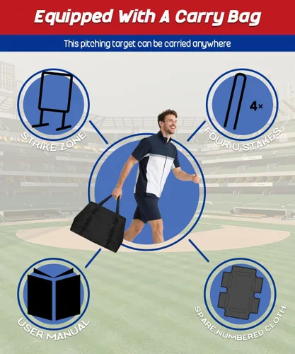 Miniatura 5 de Garbuildman Baseball Strike Zone Target para bolas de plástico, marco de metal portátil para lanzar y golpear herramienta de entrenamiento