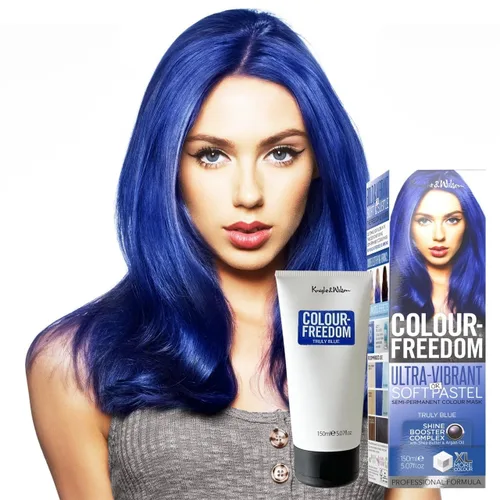Knight & Wilson Color-Freedom - Tinte semipermanente para el cabello, 5.1 fl oz, color azul verdadero, ultra vibrante, apto para veganos, con