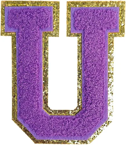 Miniatura 184 de GYGYL - 3 parches de letras deportivas de felpilla con purpurina, parches para planchar de tamaño grande para decoración de disfraces