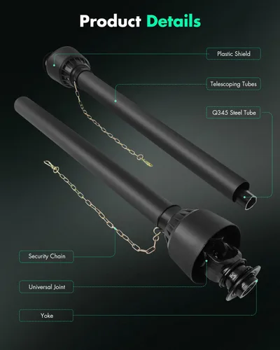 Miniatura 3 de SCITOO Eje de transmisión PTO amarillo de 27.5"-40.55", eje de transmisión PTO de 1-3/8" con 6 estrías en ambos extremos, eje de transmisión PTO