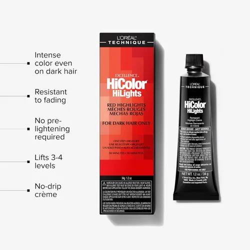 Miniatura 3 de L'Oréal Technique HiColor Red HiLights Permanent Hair Color for Dark Hair Intense Red Highlights No Pre-Lightening Required Rich, No-Drip Cobre