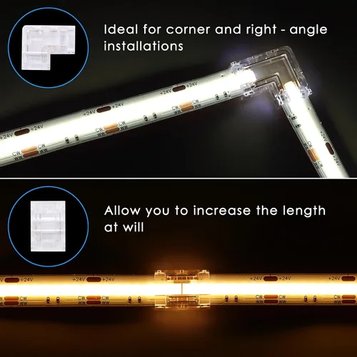 Miniatura 6 de CCT COB Smart LED Strip – 32.8 pies/32.8 ft sintonizable blanco 2700K-6500K 24V tira de luz regulable con control remoto 6400LEDs CRI90+ compatible