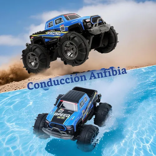 Miniatura 2 de QXHOL - Camión monstruo impermeable RC con gesto, vehículo de control remoto de 4WD anfibio controlado a mano para niños, vehículo todo terreno