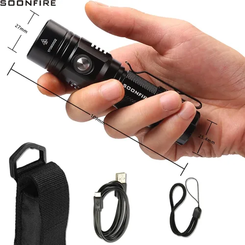Miniatura 7 de Linterna LED blanca de 1000 lúmenes, E USB recargable impermeable compacta EDC Linternas de aplicación de la ley