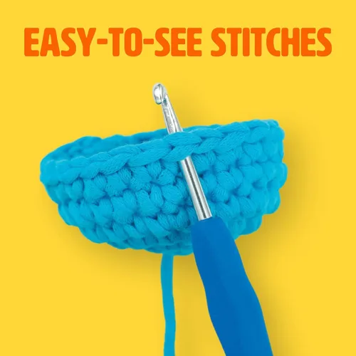 Miniatura 4 de Woobles Easy Peasy Hilo para Principiantes - Hilo de Ganchillo y Tejer - Mediano #4 Worsted - Mezcla de Algodón-Nailon Vamos a Ketchup Pronto