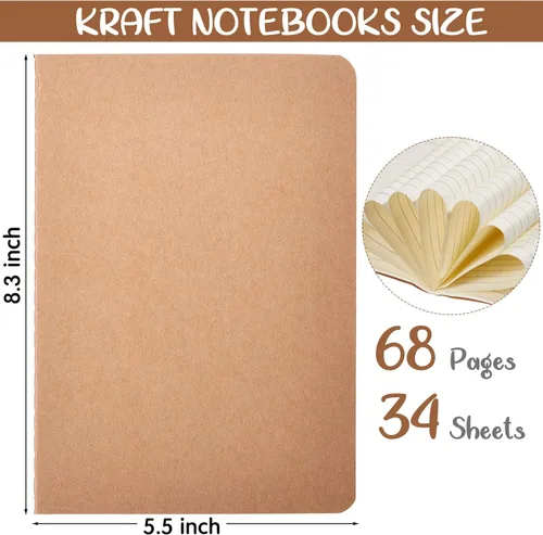 Miniatura 2 de Epakh 48 cuadernos de papel kraft A5 para el regreso a clases, a granel, con forro en blanco, cuaderno de bocetos opcional, diario de viaje