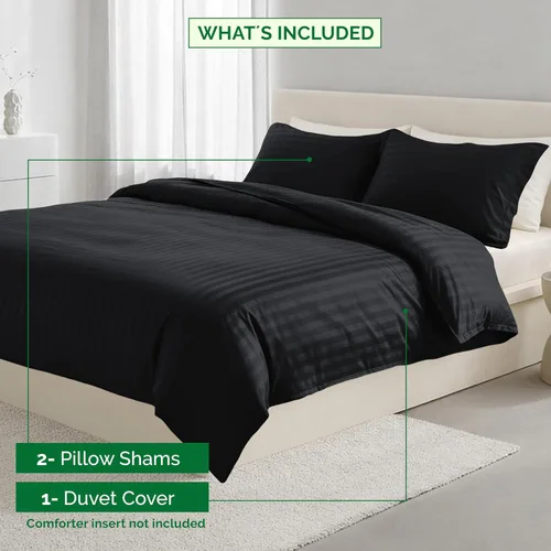 Miniatura 4 de Elegant Comfort Silky-Soft - Juego de funda de edredón de 3 piezas, calidad hotelera, 1500, sin arrugas, tamaño matrimonial/queen, color negro