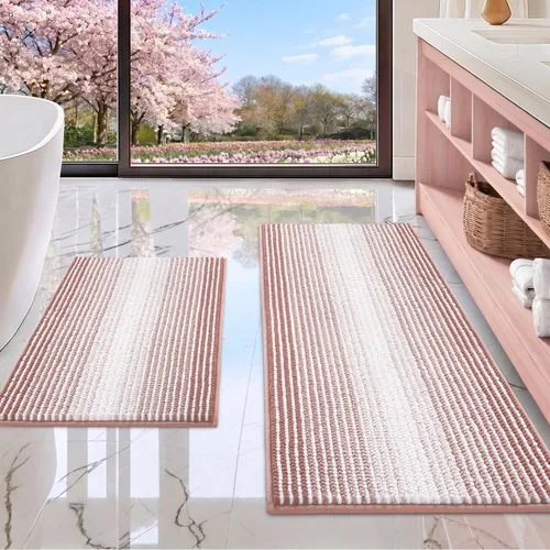 Miniatura 110 de BSICPRO Juegos de Alfombras y Tapetes para Baño, Juego de Alfombra de Baño de Felpilla Gruesa Absorbente de 2 Piezas Antideslizante, Tapetes Suaves
