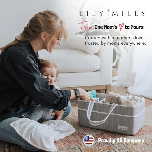 Miniatura 6 de Lily Miles Organizador de pañales para bebé - Bolso tote organizador para artículos esenciales de bebé niña - Cesta de regalo para baby shower