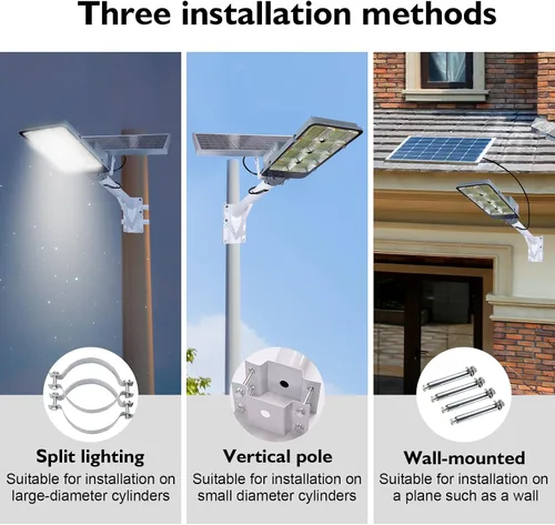 Miniatura 5 de Farola solar para exteriores, luz de seguridad solar comercial IP65, con control remoto, luz de estacionamiento del atardecer al amanecer, adecuada