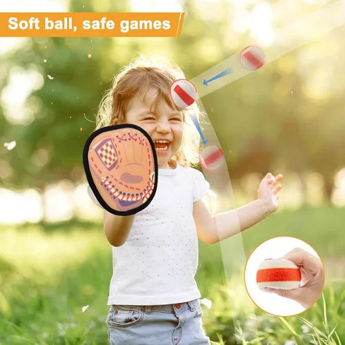 Miniatura 4 de Juego de pelota de lanzar y atrapar guantes de béisbol para niños pequeños, juegos exteriores para niños y familia, juguetes de playa y piscina