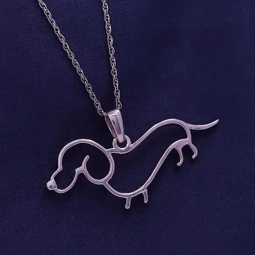 Miniatura 5 de AFFY Dachshund Collar con colgante de perro en oro de 14 quilates sobre plata de ley