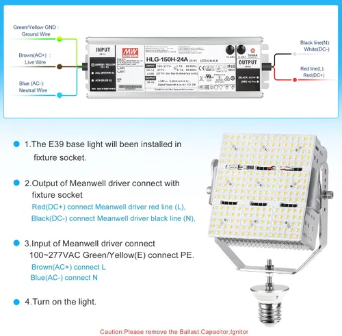 Miniatura 5 de 150W LED Retrofit para HID Shoebox Wall Pack Canopy 21,400 lúmenes 400W/450W/550W Haluro de metal igual 5700K luz diurna E39 Mogul Base para lámpara