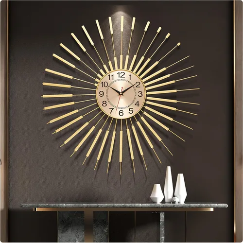 Miniatura 10 de Starburst Reloj de Pared Redondo Decorativo de 24" Silencioso Operado por Batería, Reloj de Pared Decorativo de Metal Moderno de Mediados de Siglo