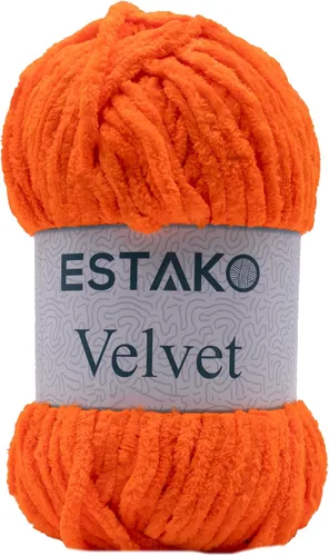 Miniatura 42 de Estako Manta de felpilla de terciopelo amigurumi para tejer y tejer, súper voluminosa, 3.53 oz (132 yardas) (1710 - naranja)
