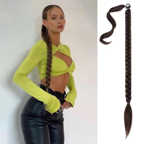 Miniatura 23 de Mebeli Extensiones de cola de caballo trenzadas, extensiones trenzadas, extensiones de cola de caballo largas trenzadas, extensiones de cola de #2